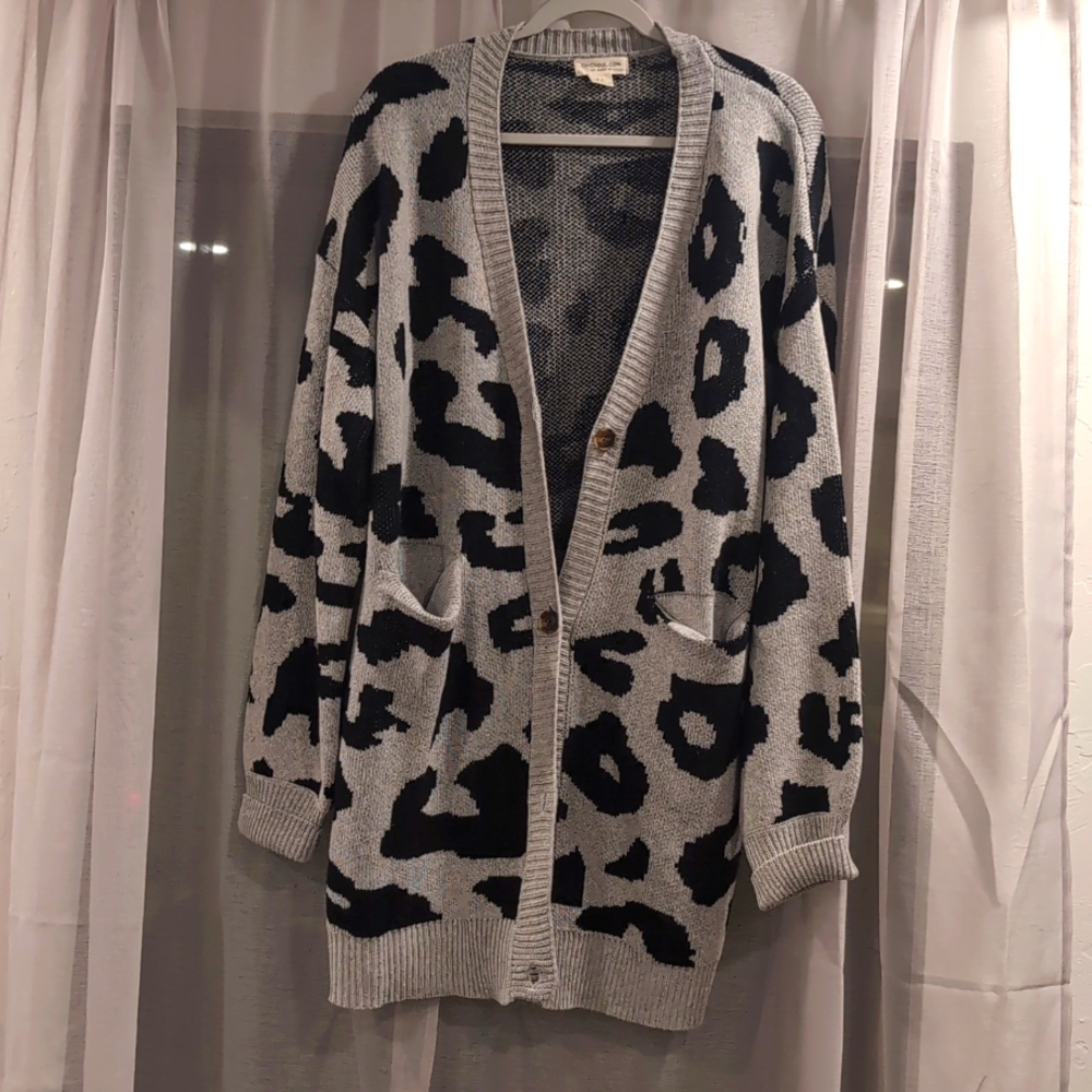 Black and gray leopard cardigan